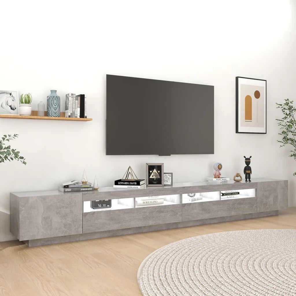 Mobile Porta TV con Luci LED Grigio Cemento 300x35x40 cm 3081928