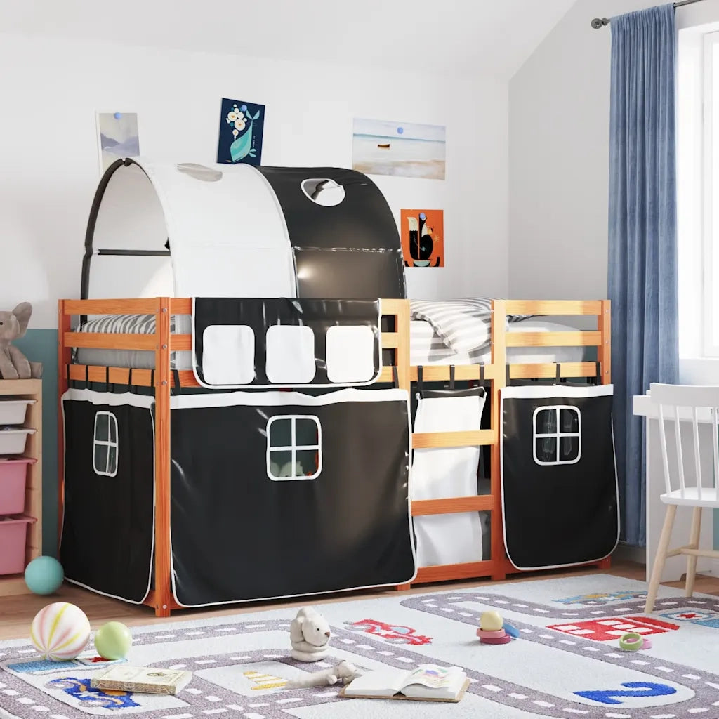 Letto a Castello senza Materasso Bianco e Nero 80x200cm in Pino