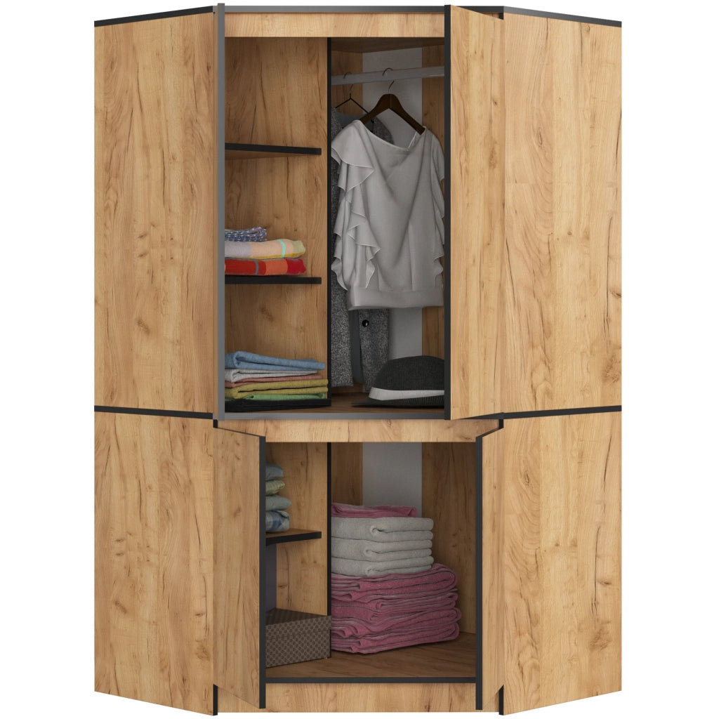 Armadio ad angolo AKORD S100 Quercia Craft 100 cm 4 ante 100x50x180 cm