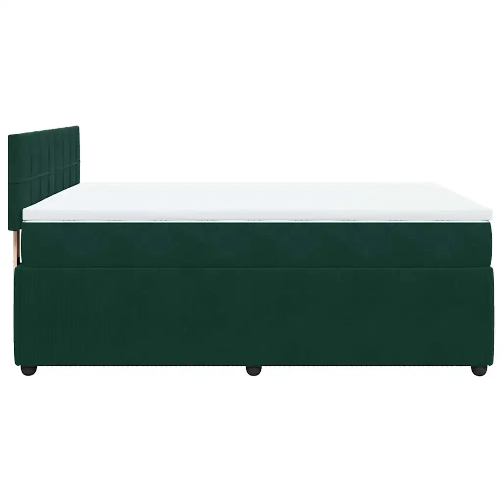 Giroletto a Molle con Materasso Verde Scuro 140x190 cm Velluto