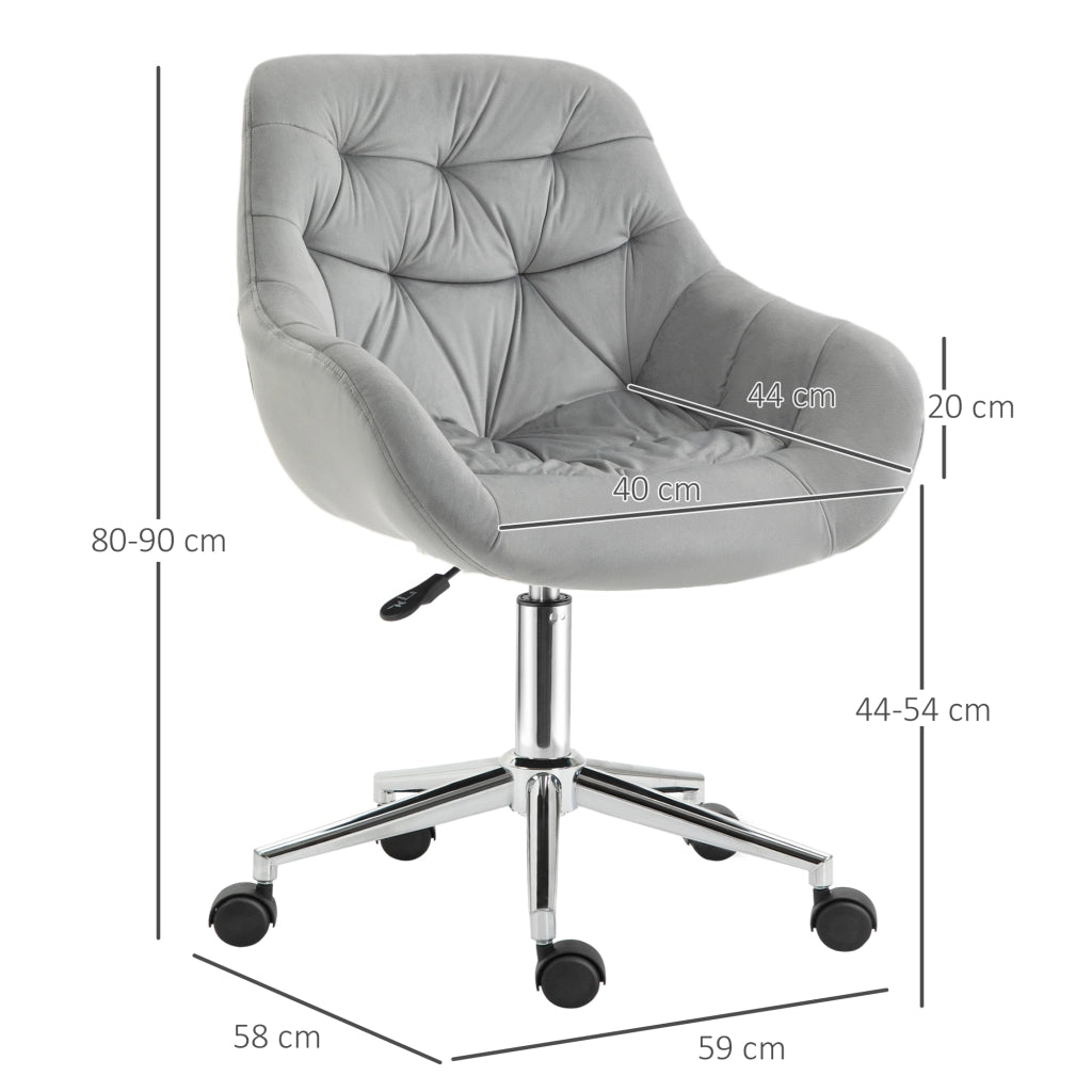 Sedia da Ufficio Ergonomica Girevole ¨C Zephmum ¨C Velluto Grigio 59x58x80-90cm