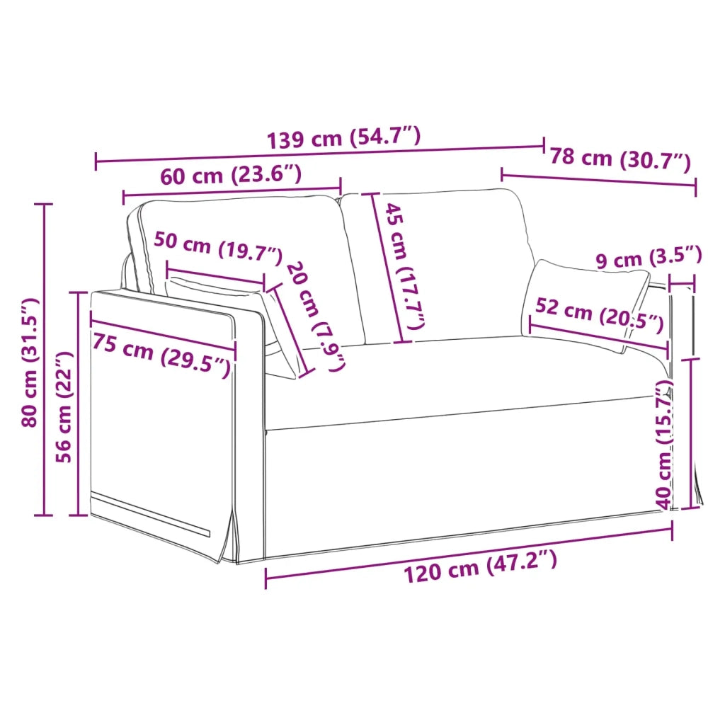 Set di divani 2 pcs Nero 139 x 78 x 80 cm Tessuto