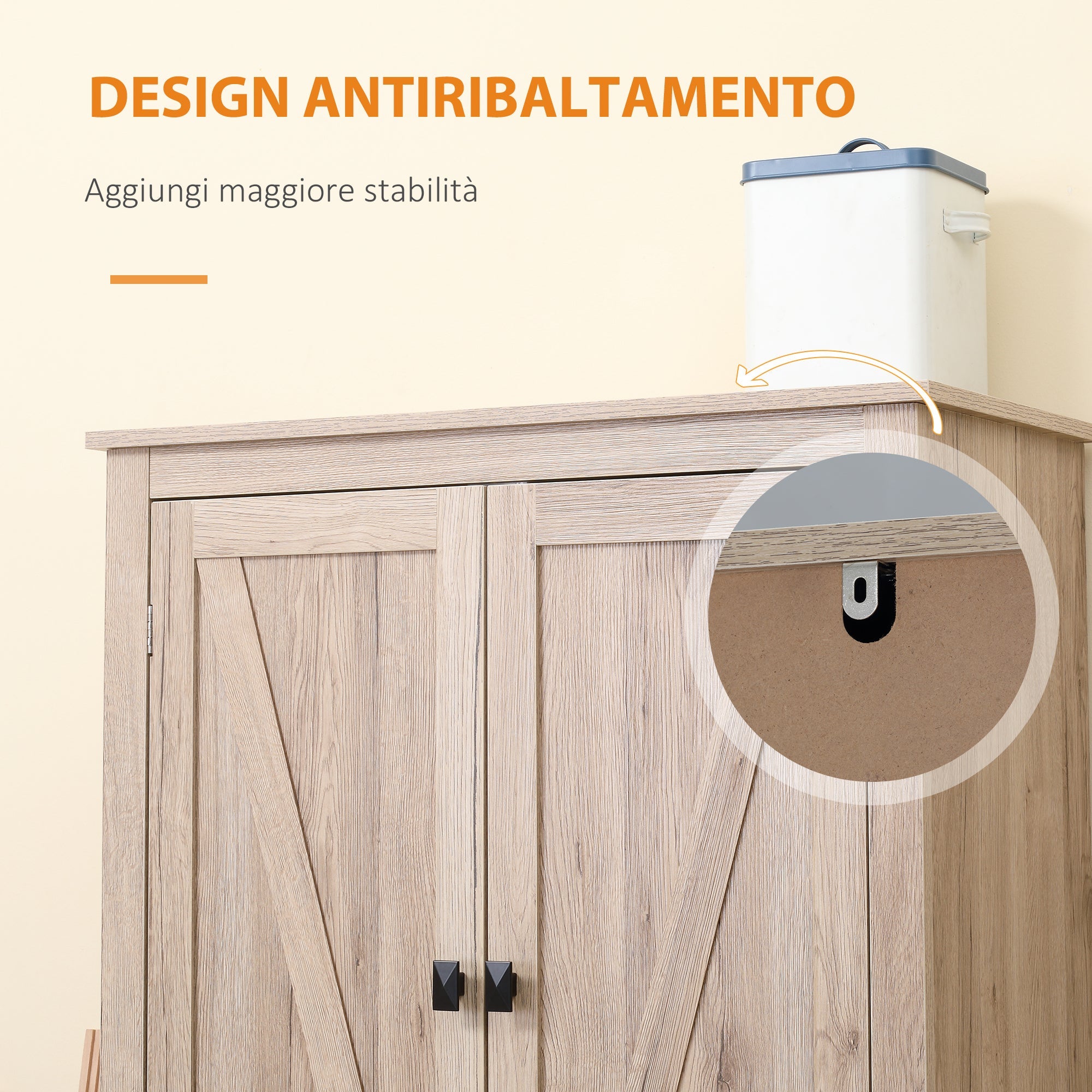 Mobile Credenza Cucina 4 Ante 80x40x182 cm in MDF color Legno