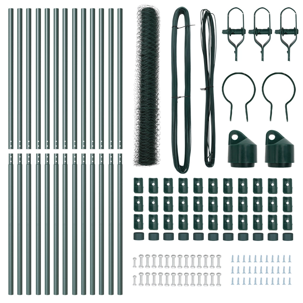 Set di Recinzione Set di 2 Verde Foresta Metallo 25 x 1 m
