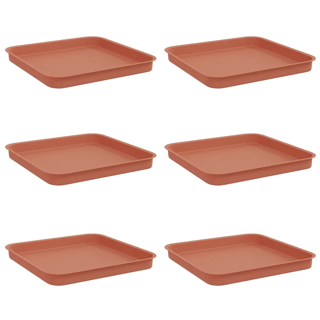 Vassoio Quadrato per Fiori 6 pcs Rosso Mattone 21 x 21 x 2 cm 42020357
