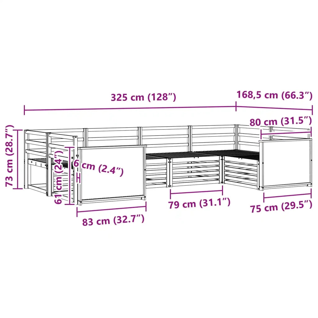 Set di divani da esterno 6 pz Naturale Legno di Acacia Massello 3383767
