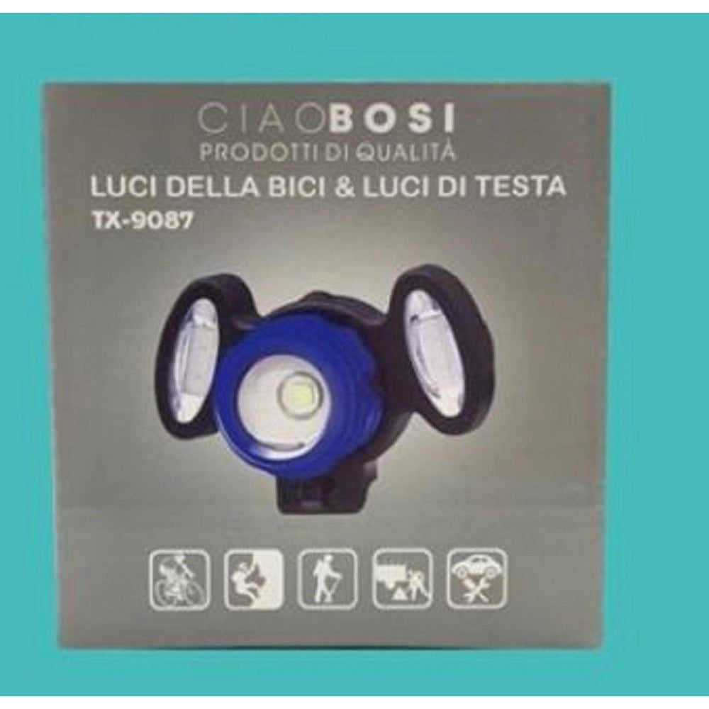 Trade Shop - Luce Bici Da Testa Faretto Regolabile Led Fari Biciclette Impermeabile Tx-9087 -
