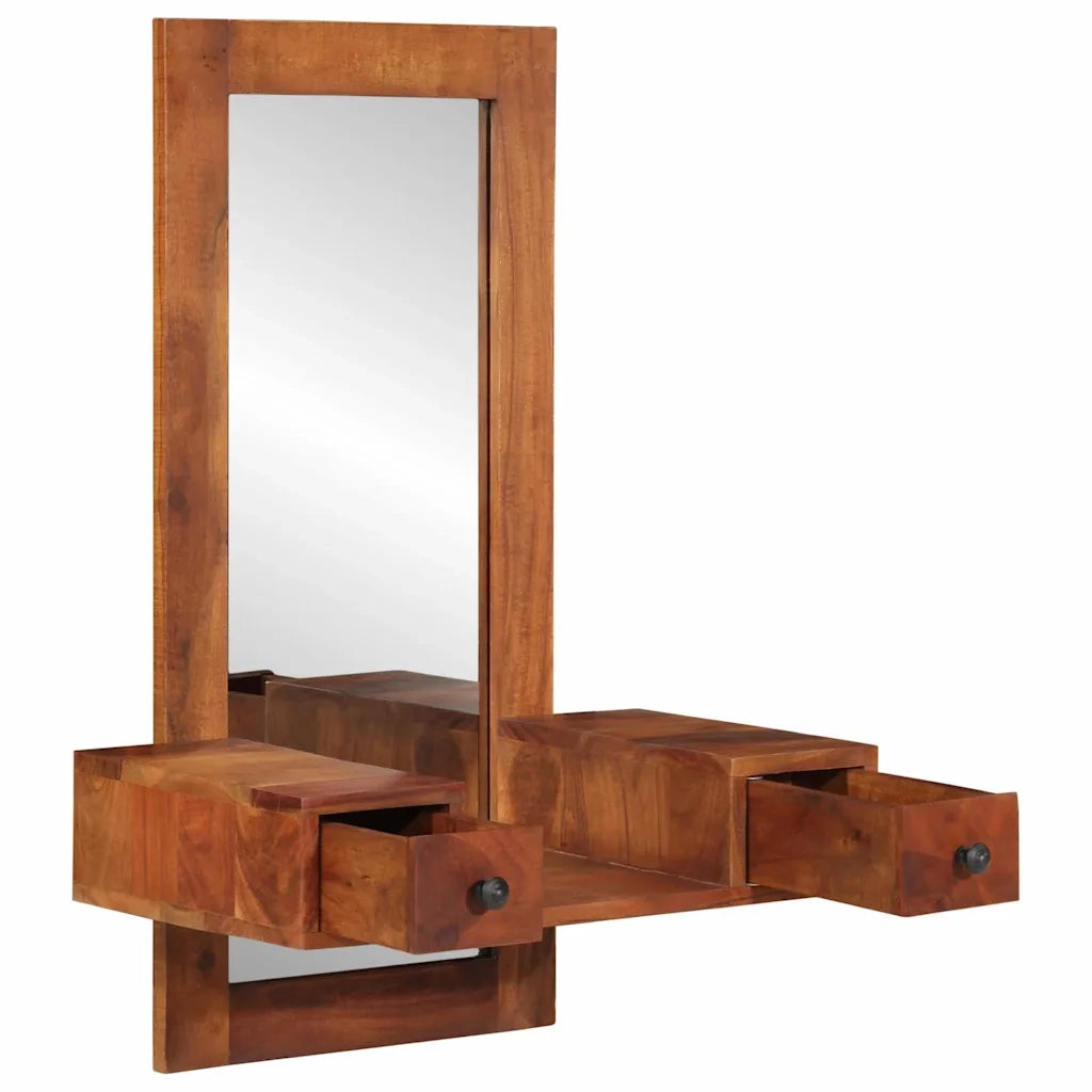 Specchio da Parete c/ Cassetti 60x33x90cm Legno Massello Acacia 4102372