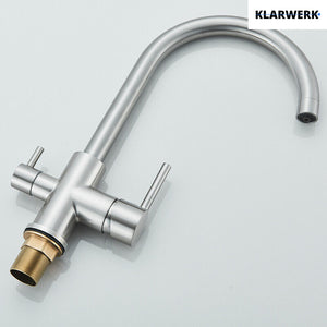 Felice | Rubinetto per acqua potabile a 3 vie in argento spazzolato premiu |Miscelatore cucina ad osmosi in acciaio inossidabile|Filtra 3 connessioni