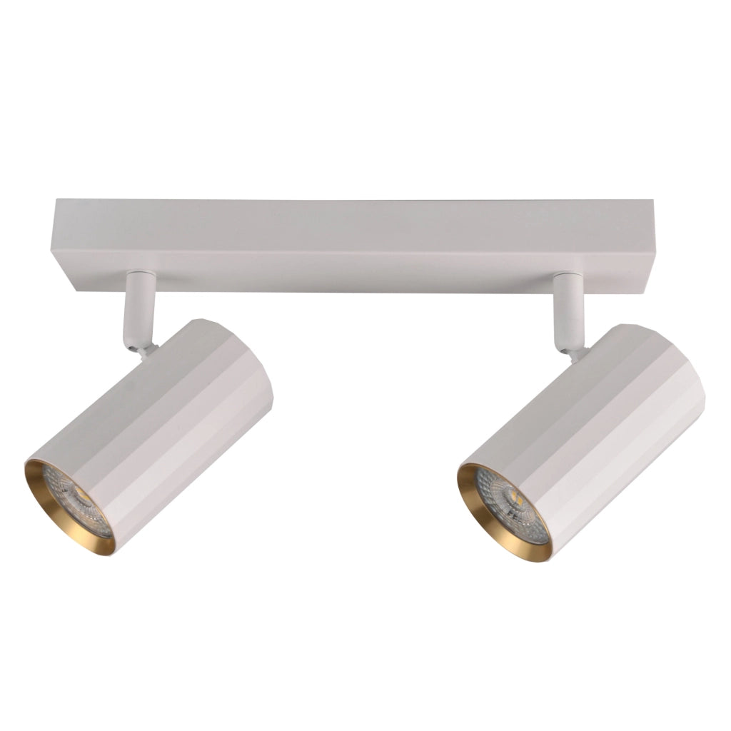 Plafoniera 2 luci orientabili bianco/oro GU10 Nicea Polux