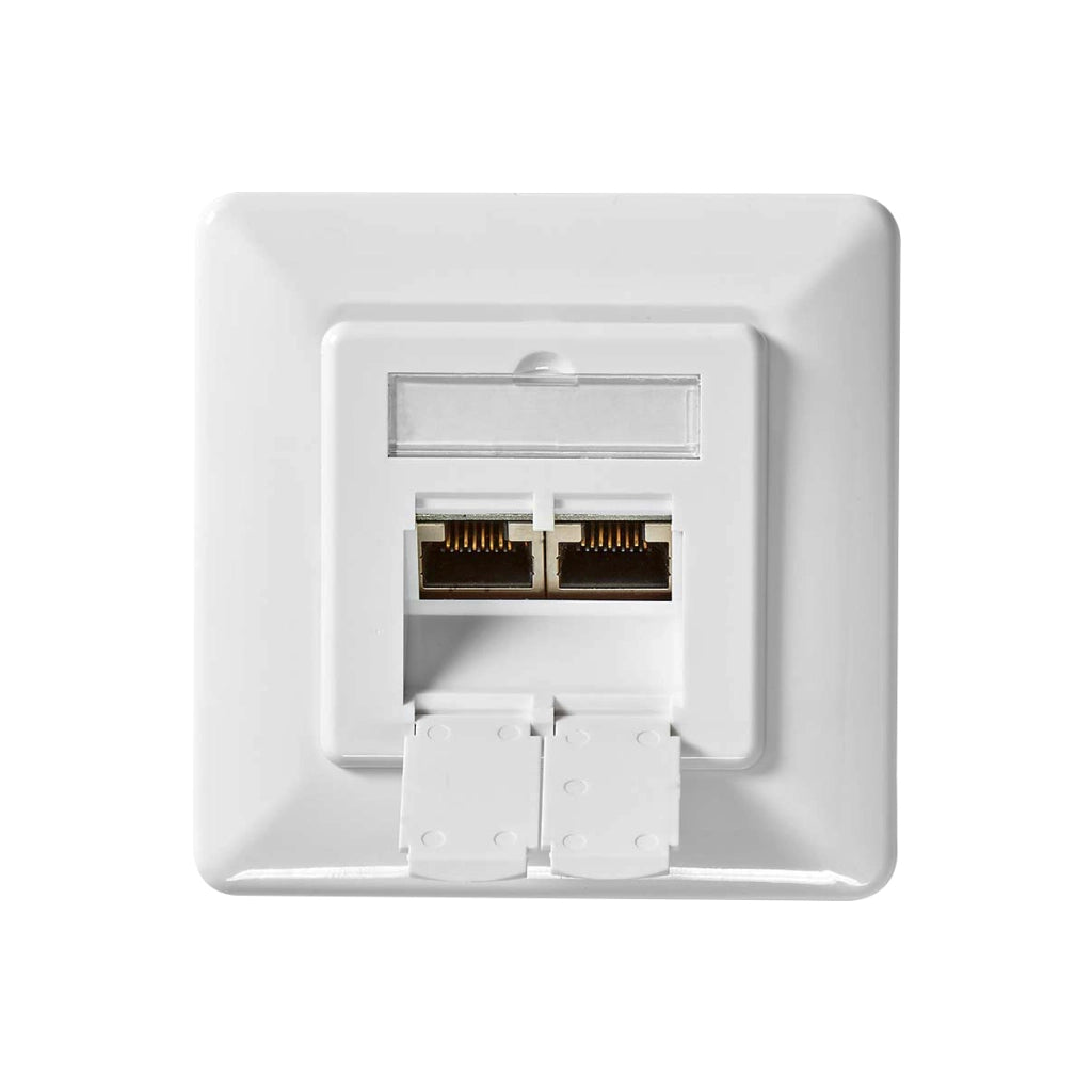 Presso Ethernet Murale Doppia Porte Femmina Rj45 Cat6a Incassabile Bianco Nedis
