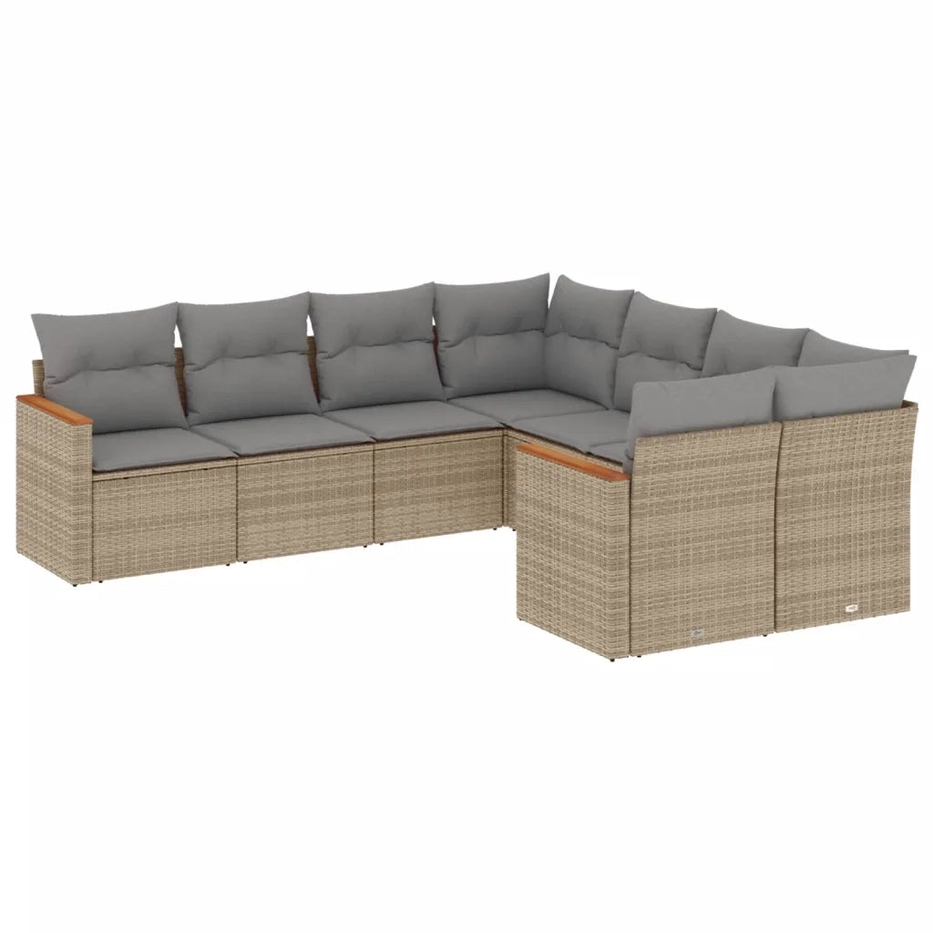 Set Divano da Giardino 8 pz con Cuscini Beige Misto Polyrattan 3226556