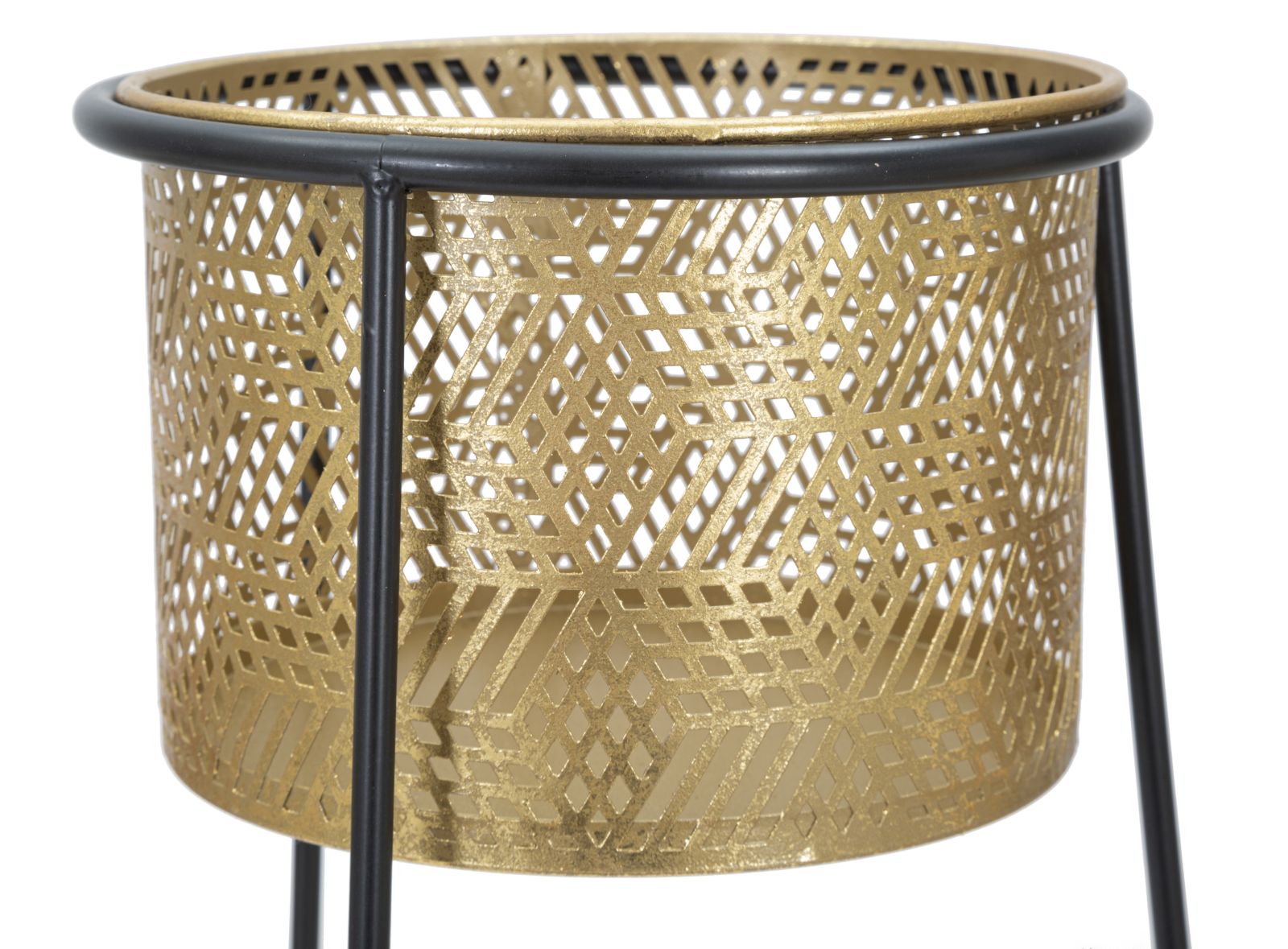 Porta Vasi Coppia Exy Ø37x76-27x51 cm in Ferro Oro e Nero