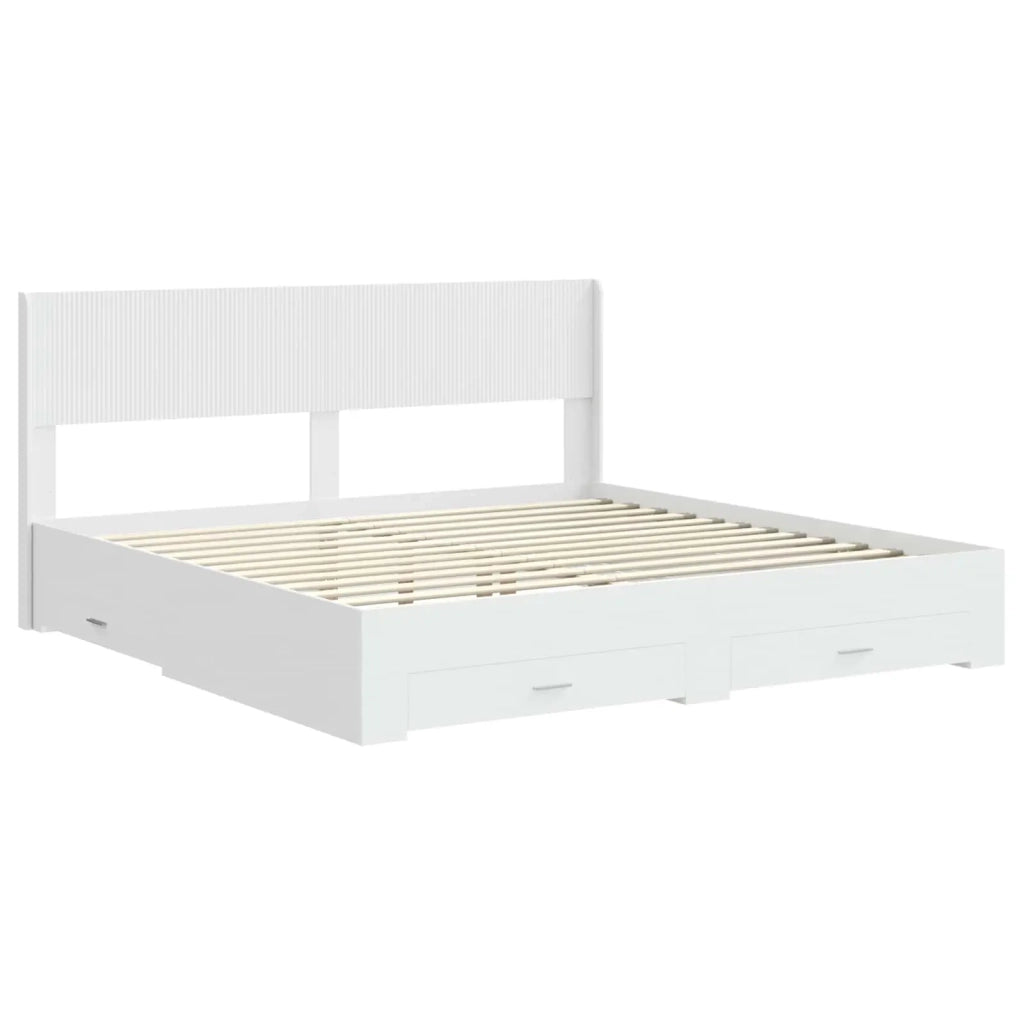 Struttura del letto con stoccaggio e testata Bianco