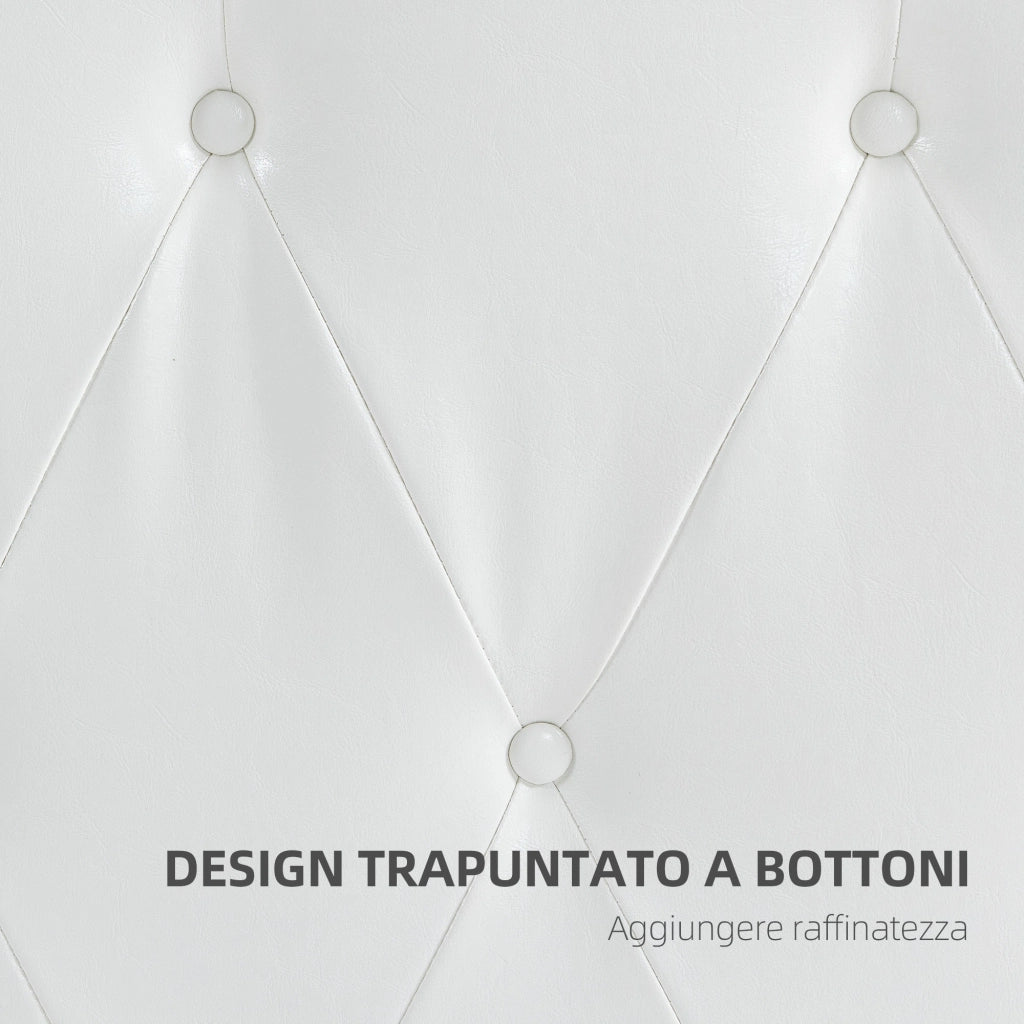 Testiera Letto Matrimoniale Imbottita con Design a Bottoni, in Pelle PU e MDF, 160x7x120 cm, Bianco