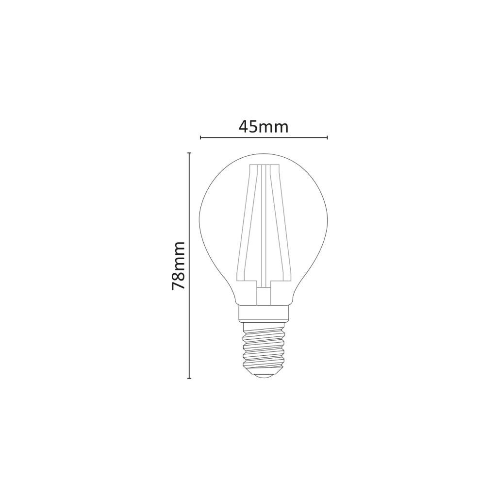 Alcapower Lampadina LED Filamento G45 Minisfera E14 6W 810lm 3000K Luce Calda Trasparente, Classe Energetica D, Lunga Durata 25000 Ore di Luce