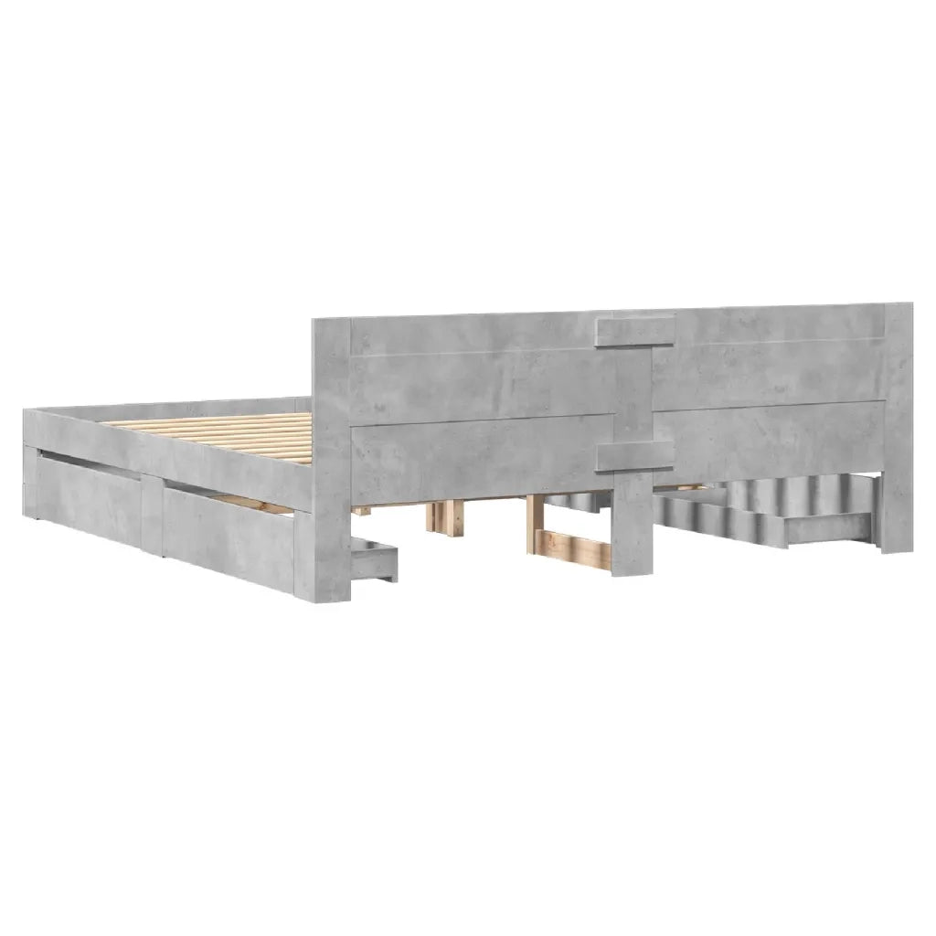 Giroletto Testiera Grigio Cemento 180x200 cm Legno Multistrato