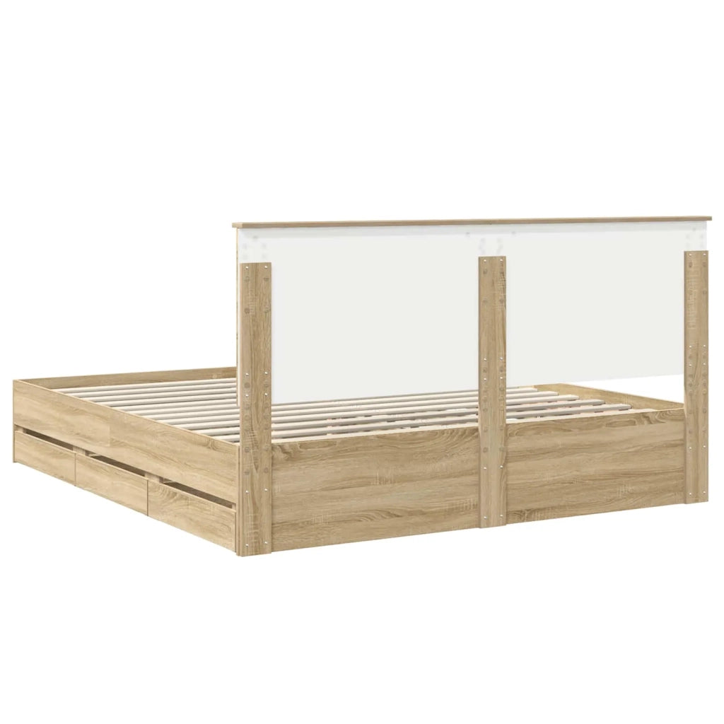 Struttura del letto con cassetto Rovere Sonoma 200 x 200 cm 3409428