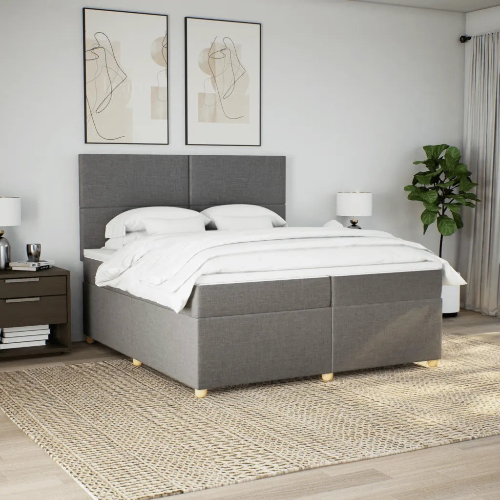 vidaXL Giroletto a Molle con Materasso Tortora 200x200 cm in Tessuto