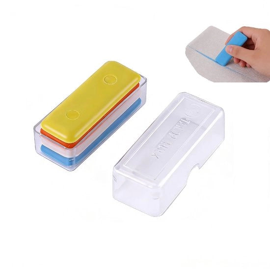 Kit di segnature per tessuti 4 pezzi - Segnatura tessuto professionale - Forma rettangolare 5,5 x 2 cm - Non adesivo - Per DIY cucito - Inclusa scatola di plastica