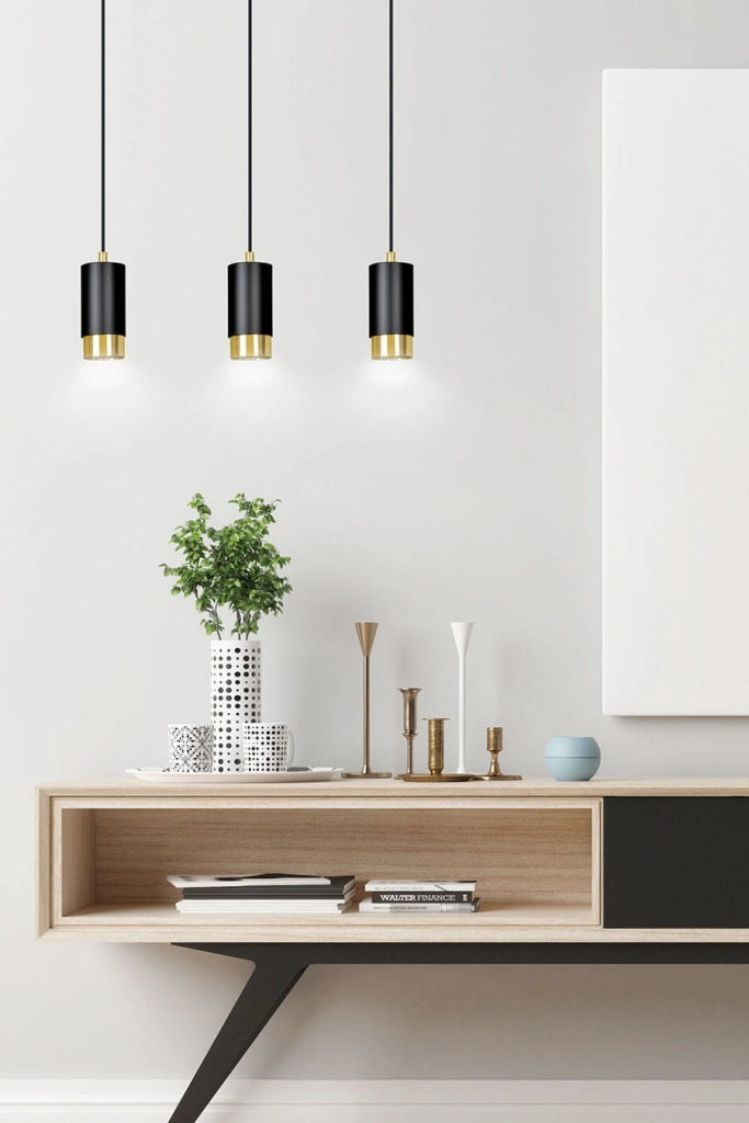 Lampadario Emibig Fumiko 3xGU10 nero/oro metallo regolabile