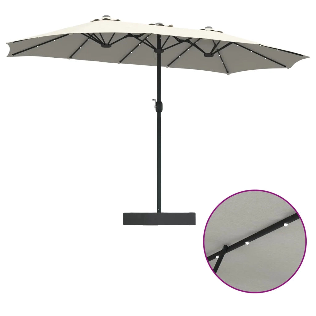 Ombrello da giardino-Ombrellone da spiaggia Sabbiato e Antracite 385 x 209 x 244 cm