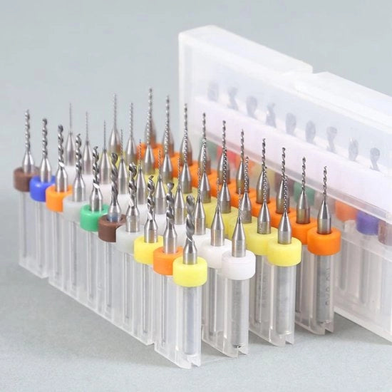 Set di micro fori a 10 pezzi - diametro 0,1 mm a 30 mm - piattaforma di stampa PCB in carburo di tungsteno - per gravare legno, plastica, metallo - inclusi 15-24 mm