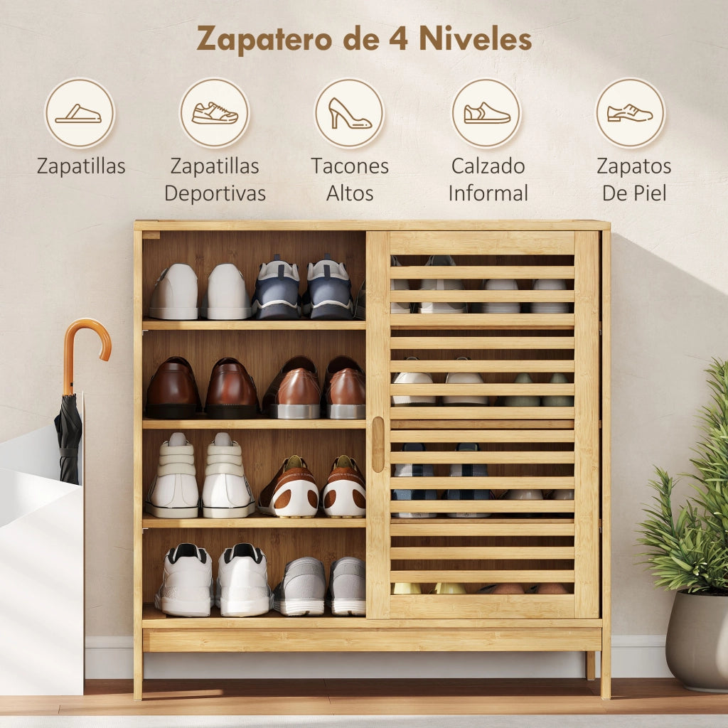 Scarpiera con ante scorrevoli ¨C Xylo ¨C 16 paia, legno naturale, 80x35x80 cm