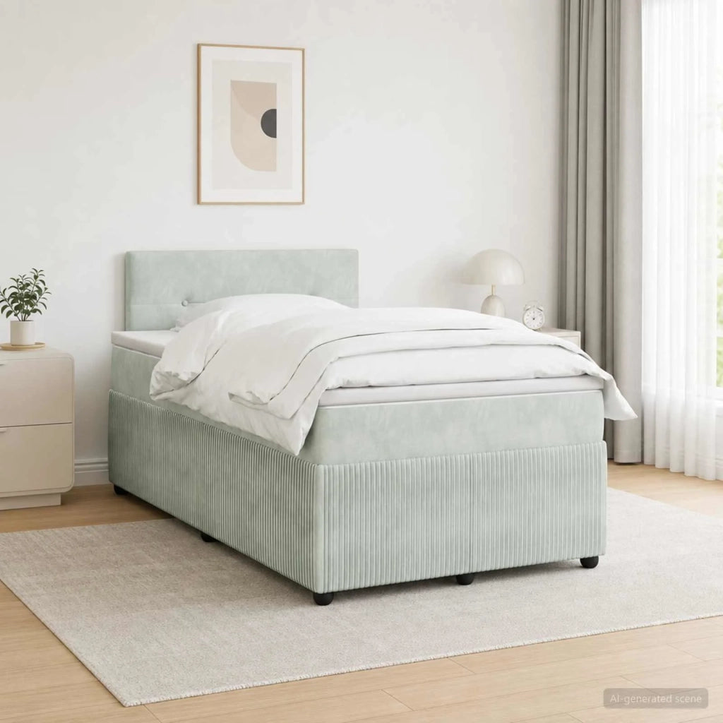 Letto box spring con materasso Grigio Chiaro 120 x 190 cm 3451637