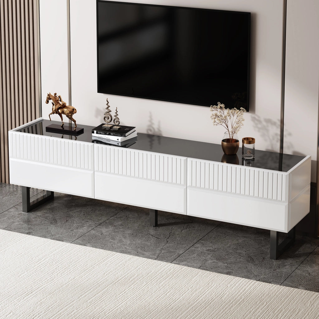 Mobile TV con 3 cassetti ¨C Minimal ¨C Nero bianco design 170x35x47 cm