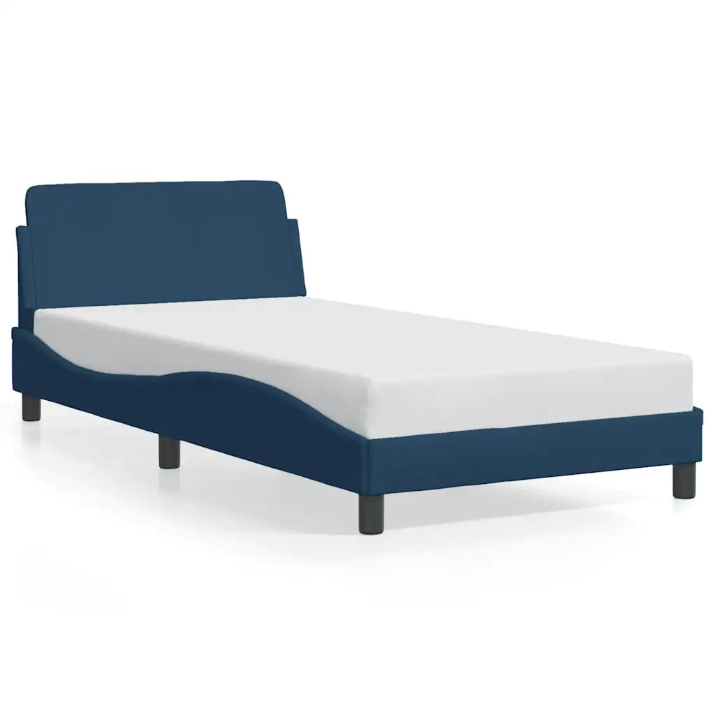 Giroletto con Testiera-Struttura Letto con testiera Dover Blu 100x200 cm Tessuto