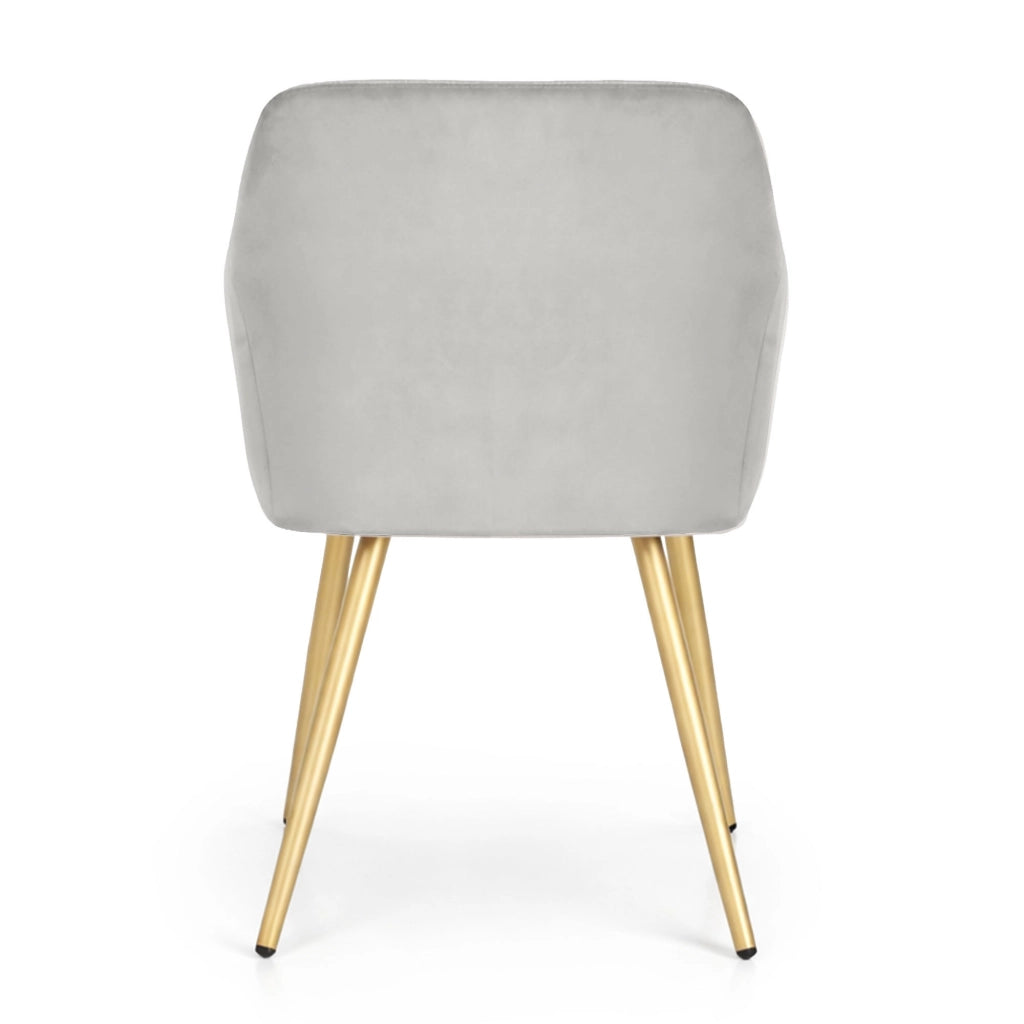 Set di 6 Sedie in velluto liscio ESTELLE Grigio gambe oro