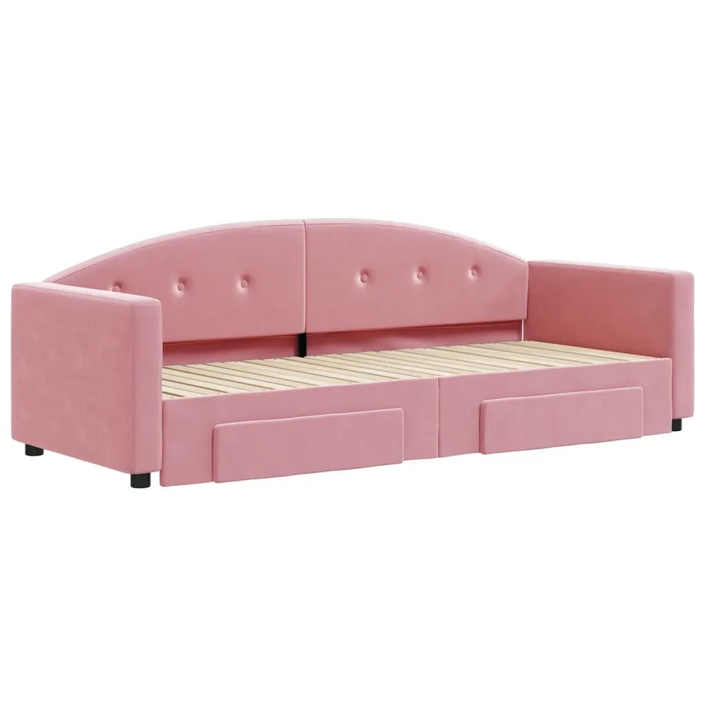 Divano Letto Estraibile con Cassetti Rosa 80x200 cm Velluto 3197345
