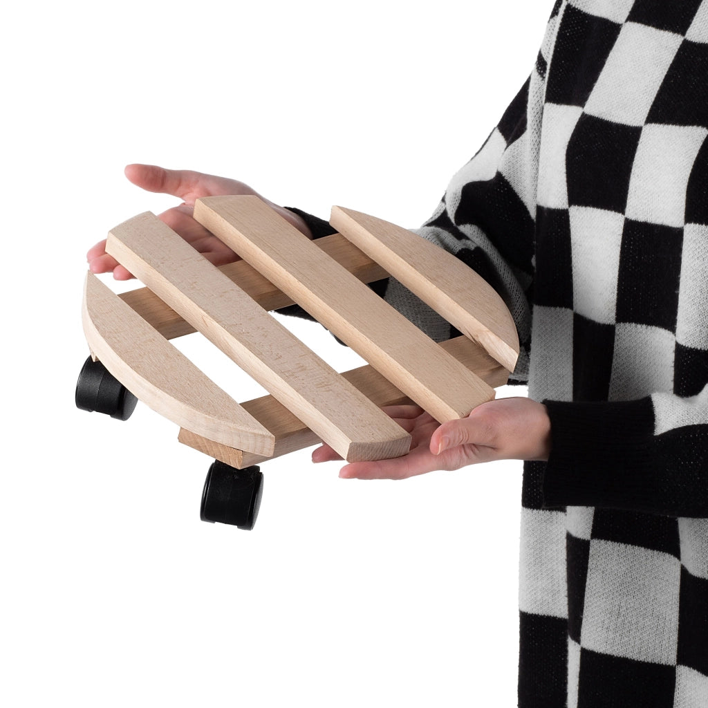 Supporto per vaso da fiori KADAX, piattaforma rotonda in legno, 30 cm