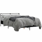 Letto matrimoniale | Letto per adulti | Giroletto Nero 135x190 cm in Legno Multistrato e Metallo