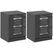 Set 2 Comodini 3 Cassetti 40x36x56 cm in Truciolato Grigio
