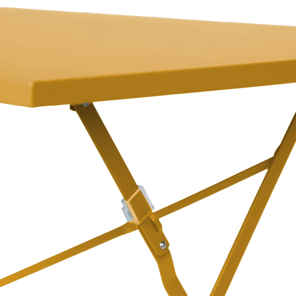 Set tavolo da giardino pieghevole in acciaio con 4 sedie, 110cm, ocra