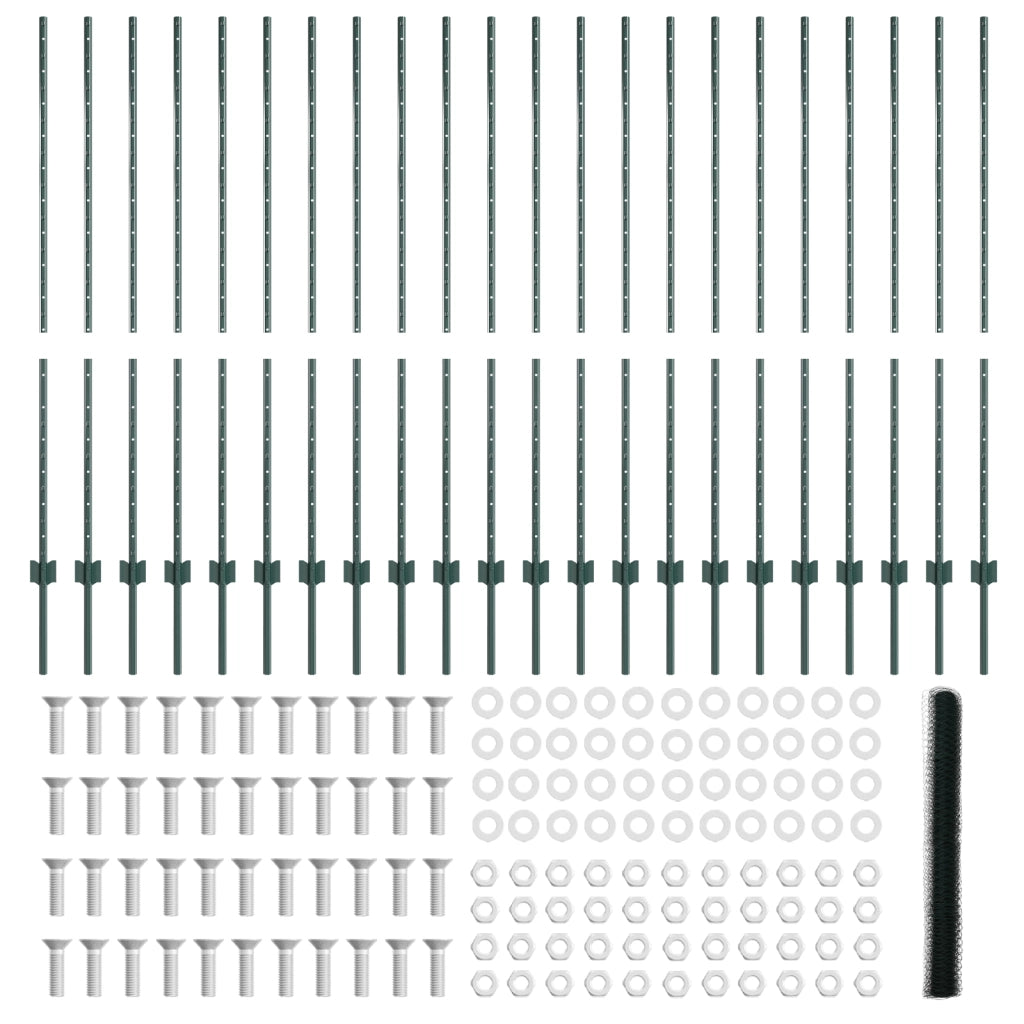 Pali per Recinzione  11 pz U-Channel Verde 140 cm Acciaio