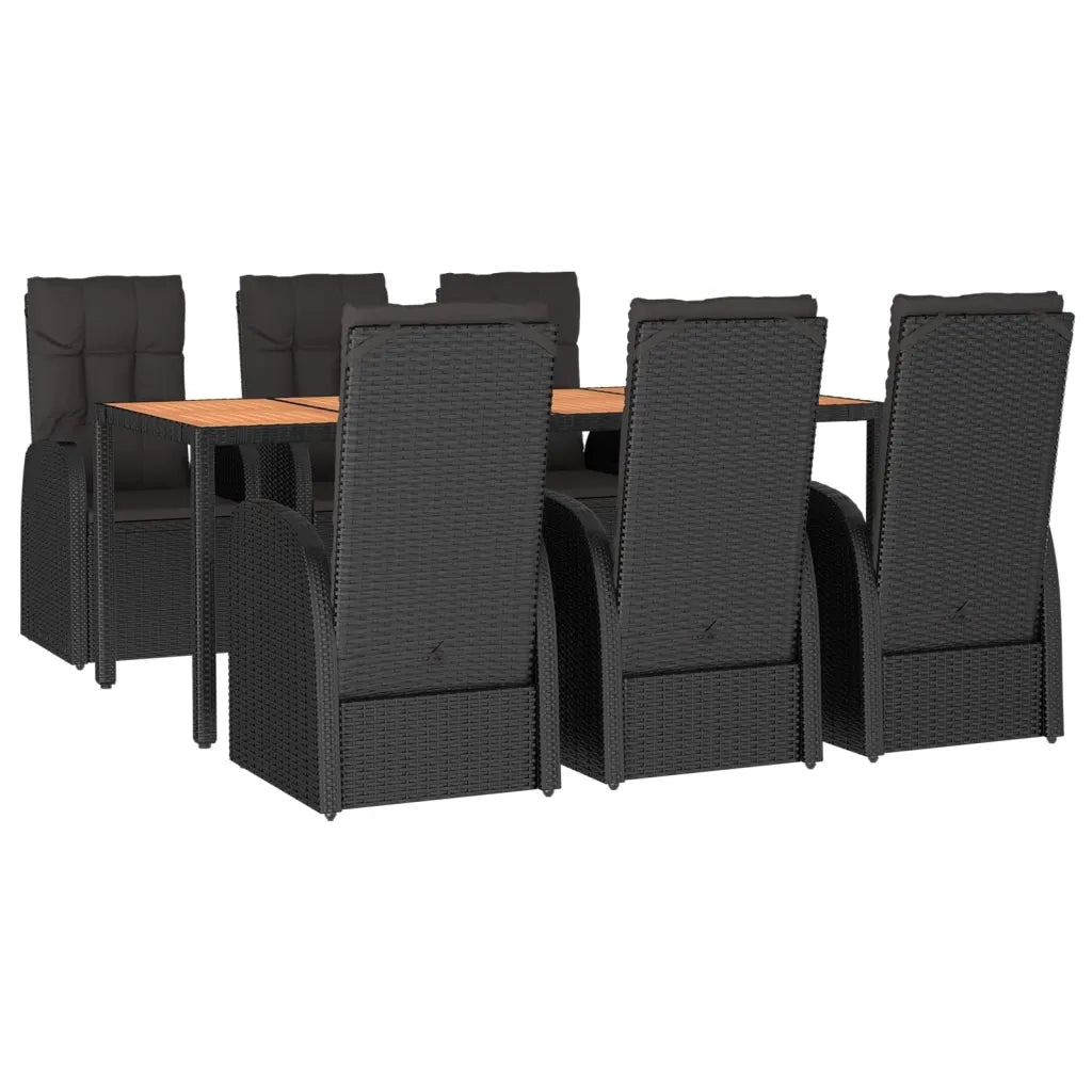 Set da Pranzo da Giardino 7 pz Nero con Cuscini in Polyrattancod mxl 76426