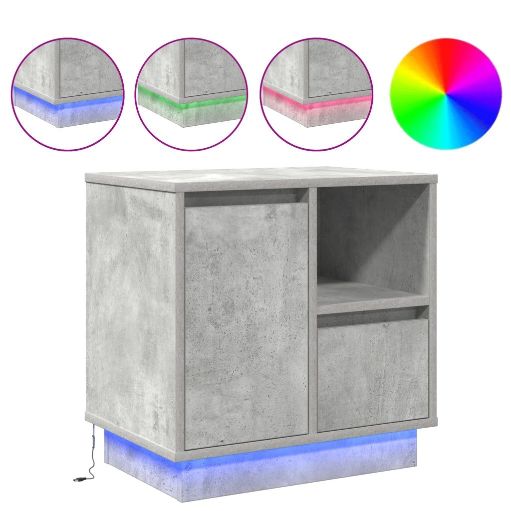 Comodini con LED 2 pz Cemento Grigio 50x34.5x50 cm