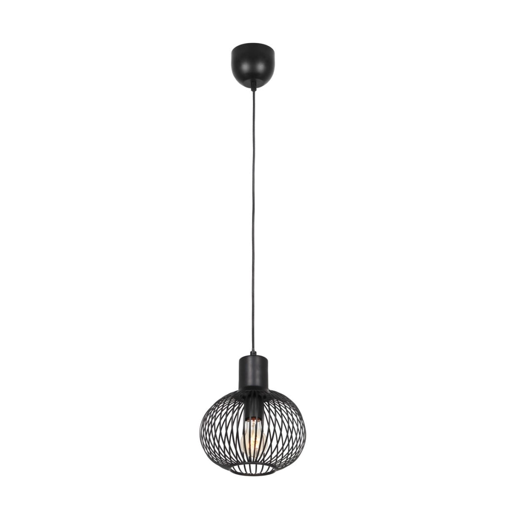 Lampada a sospensione loft nera sfera Ø23 E27 Trio Gila