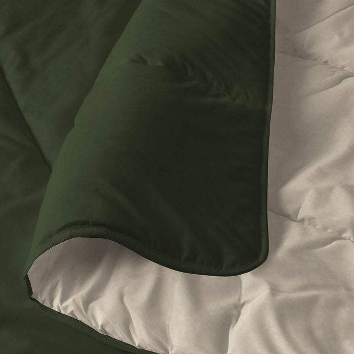 Piumino 1 Piazza e Mezzo Invernale in Microfibra 200gr Doubleface Verde Militare/Crema