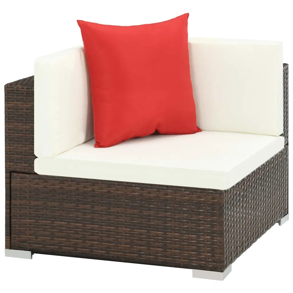 Set Divani da Giardino 7 pz con Cuscini in Polyrattan Marrone cod mxl 35366