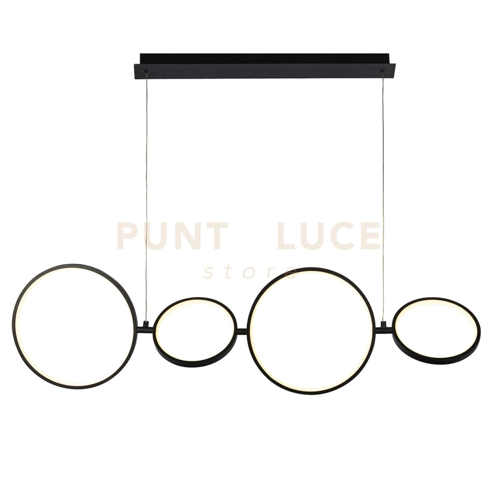 Cirque 4Lt LED Anello Pendente - Metallo Nero e Silicone Opale