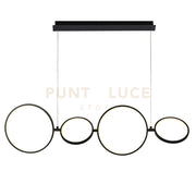 Cirque 4Lt LED Anello Pendente - Metallo Nero e Silicone Opale