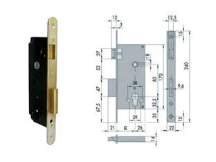 SERRATURA DA INFILARE A CILINDRO 2 MAND. BORDO TONDO 5C130- - mm.40 (5C130400) - 1 pezzi CISA