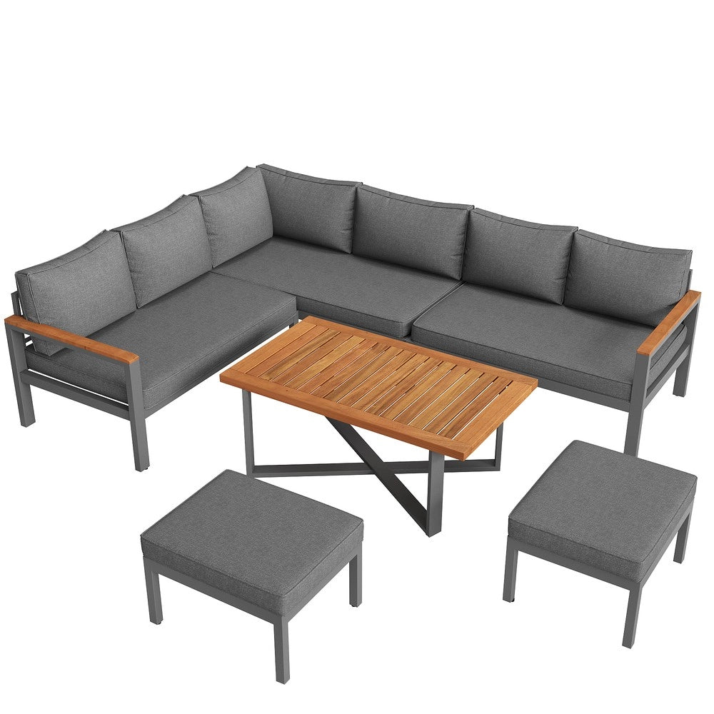 Set Salotto da Giardino 7-8 Posti ¨C Xylo ¨C Metallo Zincato, per Balcone e Terrazza