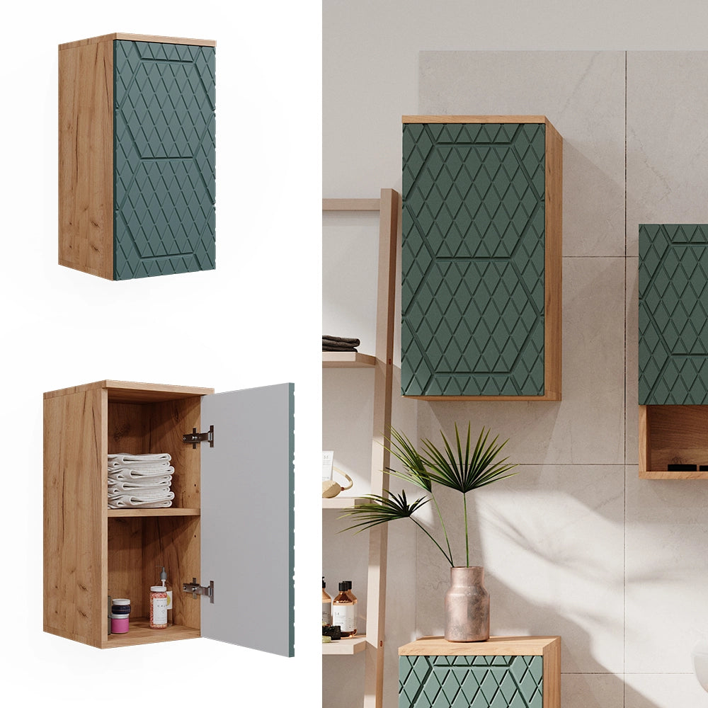 Vicco Mobile bagno Quercia verde/oro 30 x 59 cm 2 scomparti, bagno