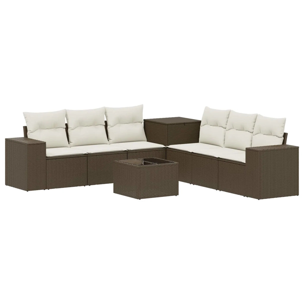 Set di divani 8 pz Marrone e Bianco Crema 3448488