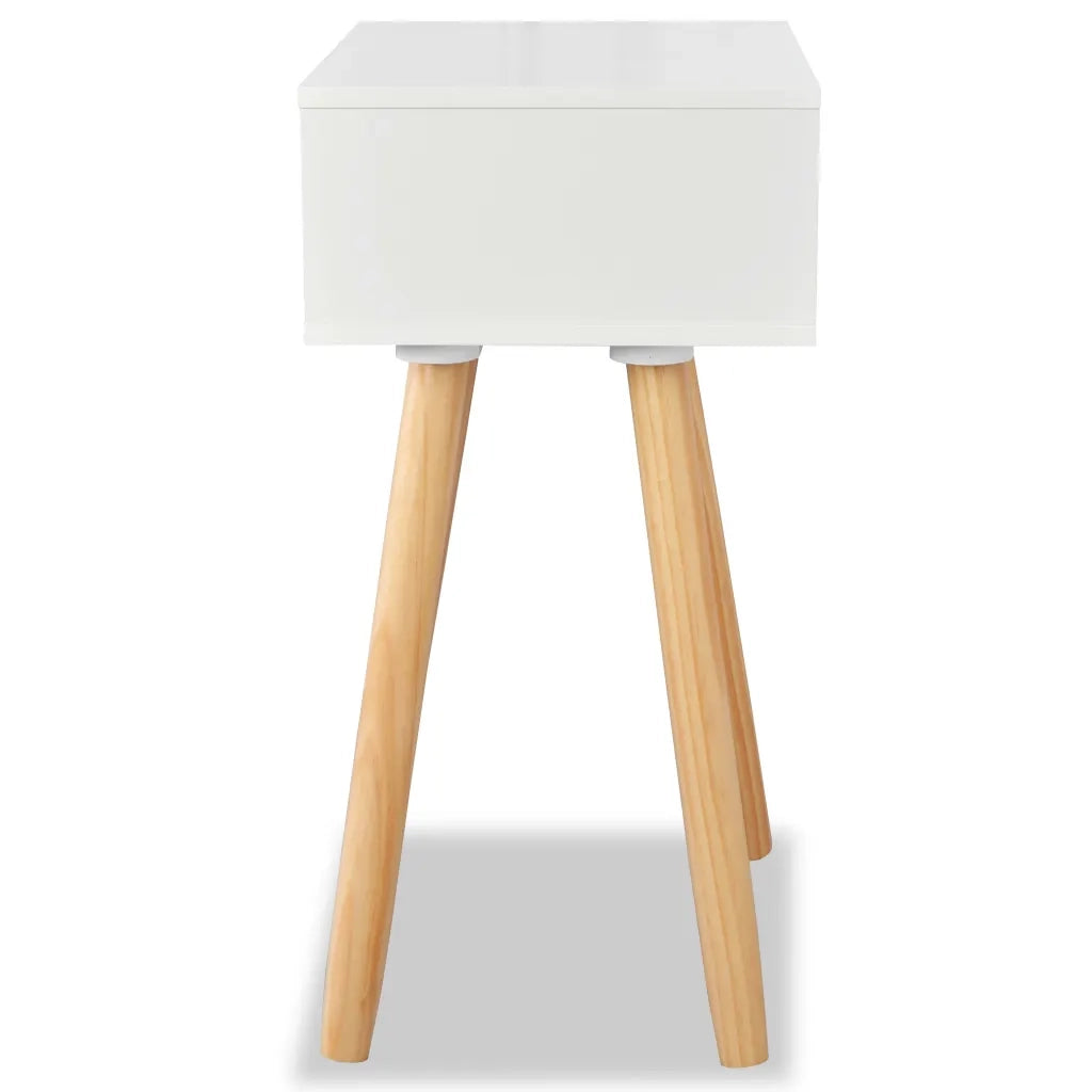 Comodini Set 2 pz-Set di 2 Tavolino da notte in Massello di Pino 40x30x61 cm Bianchi